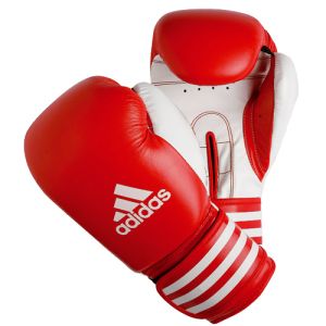 gants de boxe multiboxe cuir rouge blanc