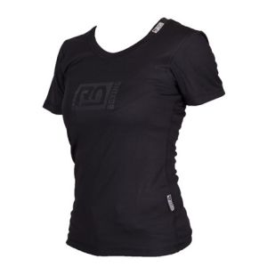 T-SHIRT TECHNIQUE RESPIRANT FEMME V4, MARQUAGE RD BOXING, 100% POLYESTER, NOIR, TAILLE S. 