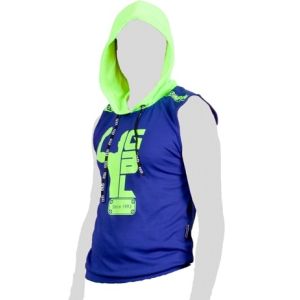 FIGHTER WEAR : t-shirt sans Manche à capuche sérigraphie-Bleu-L