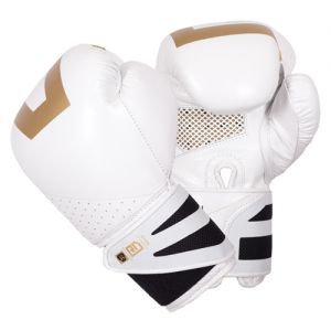 gants de boxe ultimate V5 CUIR Ltd blanc/gold RD boxing