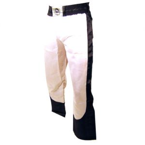 pantalon full contact a bandes stretch blanc noir - S