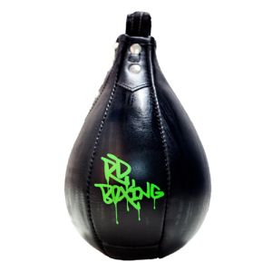 POIRE DE VITESSE CUIR A LACET V5 DOG WALL noir/vert fluo RD BOXING 