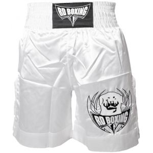 short kick boxing blanc logo noir