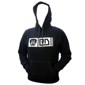 SWEATSHIRT CAPUCHE MOLETON HOMME, brodé logo RD BOXING couleur noir, taille L. 