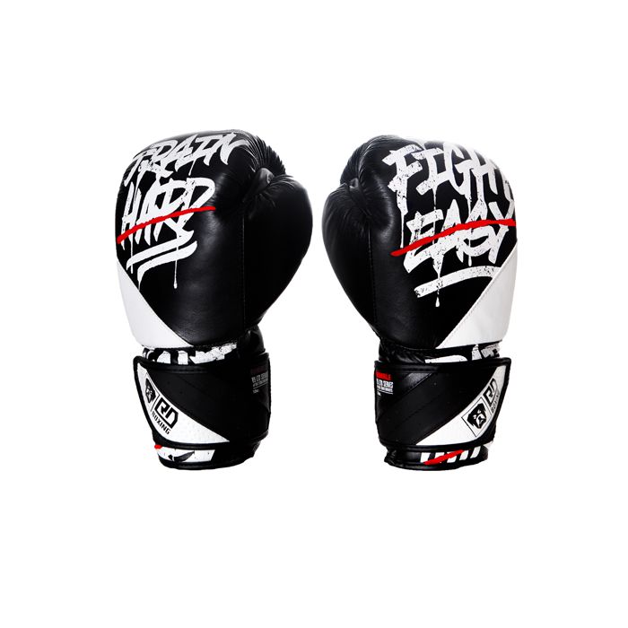 Gants de boxe Rumble V5 CUIR Ltd STATEMENT noir/blanc RD boxing - Matos2boxe