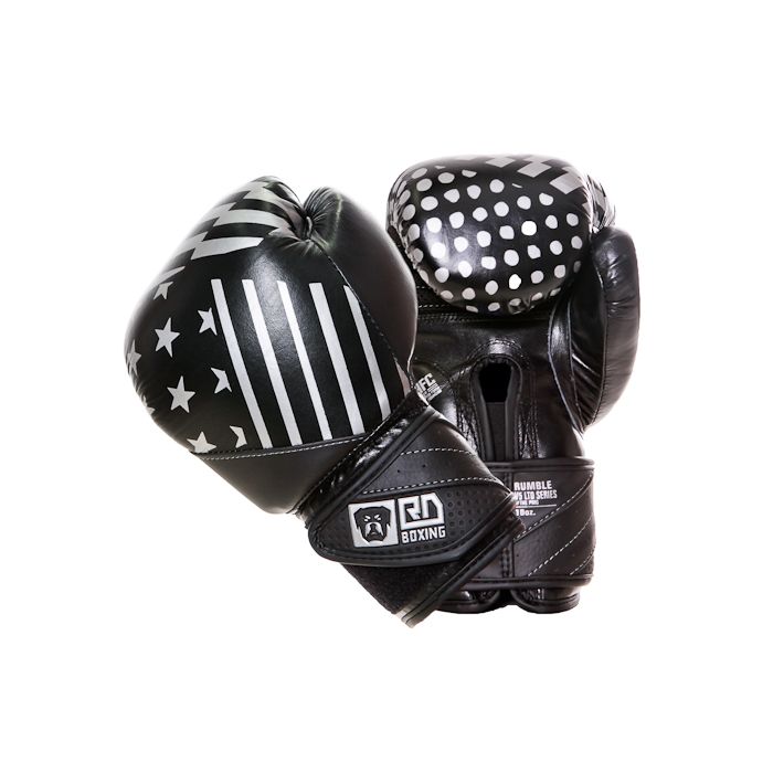 Gants de boxe Rumble V5 CUIR Ltd PMG noir/silver RD boxing