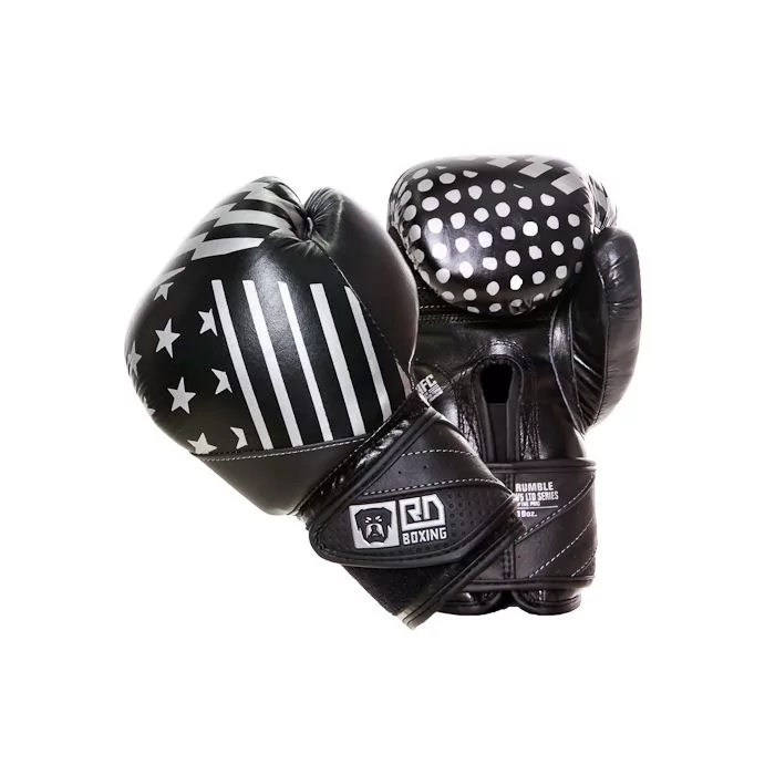 Gants De Boxe Rumble 08oz Cuir Ltd PMG Noir/Silver V5 RD BOXING