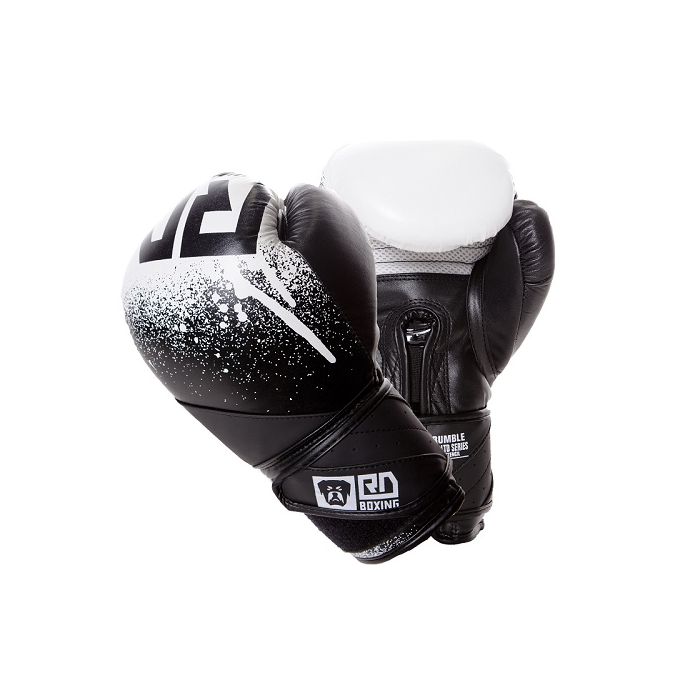 Gants de boxe rumble V5 CUIR Ltd STENCIL noir/blanc RD boxing