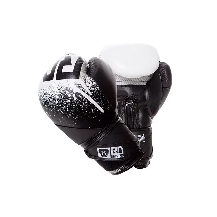 Gants De Boxe Rumble 10oz Cuir Ltd STENCIL Noir/Blanc V5 RD BOXING