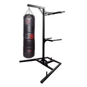 PACK HOME TRAINING PORTIQUE PREMIUM + SAC DE FRAPPE CUIR MATELASSE NOIR 130cm