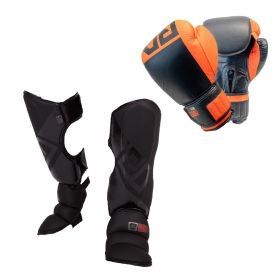 PACK K1/ MUAY THAÏ : Protège Tibias + Gants V6 Cuir orange