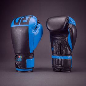 Gants de boxe RD Boxing Rumble cuir 3HFC Bleu Noir