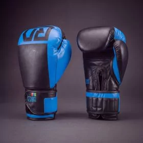 Gants de boxe RD Boxing Rumble cuir 3HFC Bleu Noir