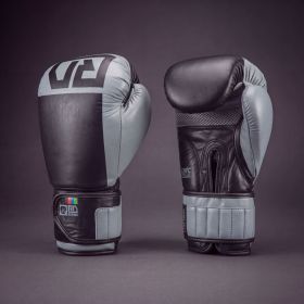 Gants de boxe RD Boxing Rumble cuir 3HFC Gris Noir