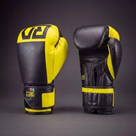 Gants de boxe RD Boxing Rumble cuir 3HFC Jaune Noir