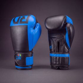 Gants de boxe RD Boxing Rumble cuir 3HFC Bleu-Néon Noir