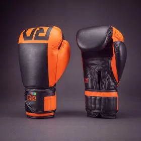 Gants de boxe RD Boxing Rumble cuir 3HFC Orange Noir