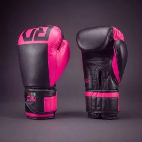 Gants de boxe femme RD Boxing Rumble cuir 3HFC Rose Noir