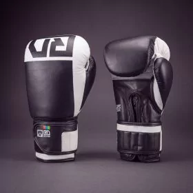 Gants de boxe RD Boxing Rumble cuir 3HFC Blanc Noir