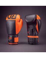 Gants de boxe RD Boxing Rumble cuir 3HFC Orange Noir