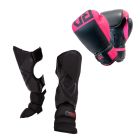 PACK K1/ MUAY THA&Iuml; : Prot&egrave;ge Tibias + Gants V6 Cuir rose