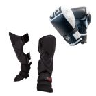 PACK K1/ MUAY THA&Iuml; : Prot&egrave;ge Tibias + Gants V6 Cuir blanc